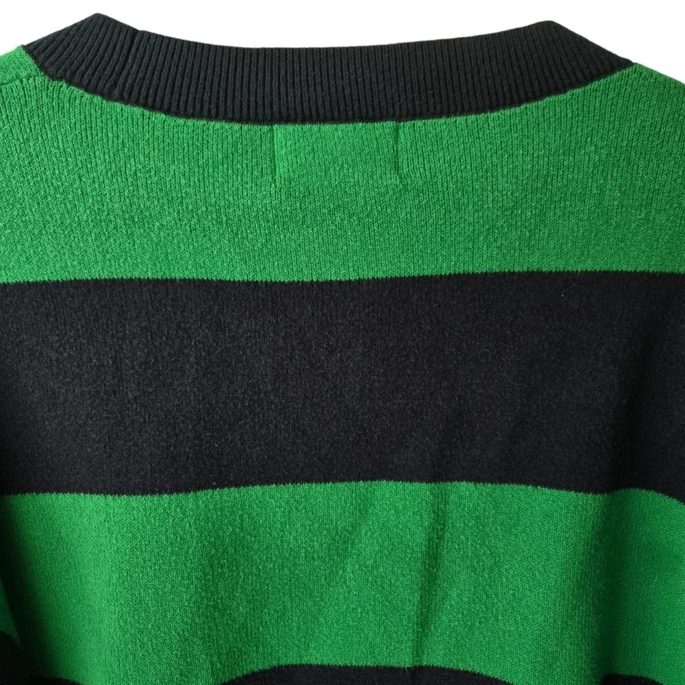 Old Navy SoSoft Mens L Green Navy Striped Crewneck Sweater Relaxed Preppy